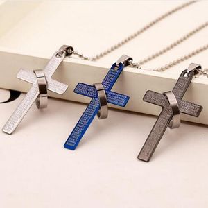 Mode roestvrij staal hanger christelijk bijbel gebed cross hanger mannen ketting charmante geschenken sieraden GB72