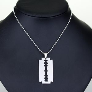 Fashion Stainless Steel Razor Blades Pendant Necklaces Men Jewelry Cool Steel Male Shaver Shape Necklaces