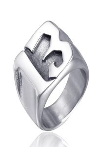 Mode roestvrijstalen ring 13 letter zwart zilver en goud drie soorten kleur Arabische cijfers punk nummerringen voor MEN039S5050836
