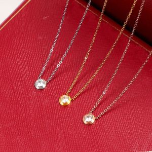 Mode roestvrij staal Single Diamond Nail Necklace Rose Gold 18K Gold Amulet Paar merkketting sieraden