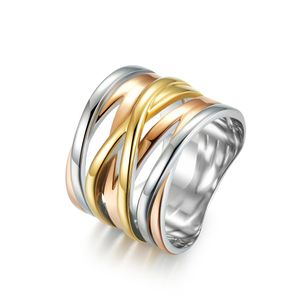 Bague en titane et acier inoxydable pour femmes, bijoux lisses plaqués or 18 carats