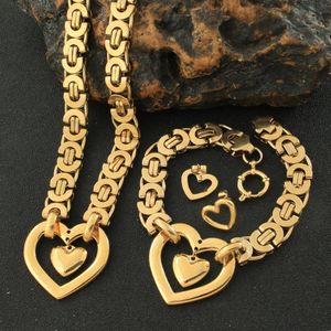 Mode Rvs Vintage Hart Ketting En Armband Oorbellen Sieraden Sets Voor Vrouw Meisjes Man Joyas Winkel SCAEACCF 240315