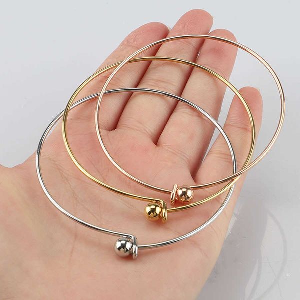 Moda Alambre de acero inoxidable Pulsera expandible Base Brazalete ajustable DIY Pulseras de encanto para mujeres Oro para venta al por mayor a granel Q0720