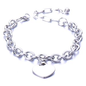 Mode acier inoxydable amour coeur bracelets porte-bonheur Bangl pour les femmes chaîne Bracelet à breloques fête d'anniversaire cadeau bijoux de mode