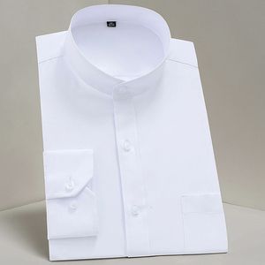 Collar de moda Collar manga larga Fit Slim Soft cómoda camisas de vestir sociales Men Fiesta Boda Masculino Camisas blancas 240415