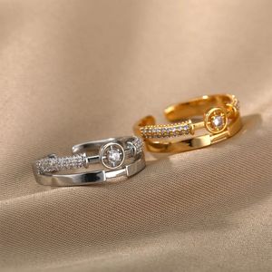 Bagues étoiles en acier inoxydable pour femmes, couleur or, Zircon rond irrégulier réglable, bijoux cadeau de mariage