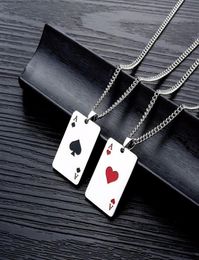 Mode stalen ketting creatieve speelkaart harten en schoppen een liefde hanger trend trend Men039s dames039s sieraden T7XB514216B4539214