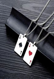 Collier en acier à la mode, carte à jouer créative, cœurs et piques, pendentif d'amour, tendance pour hommes et femmes, bijoux T7XB514216B5375696