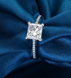 Fashion Sterling 925 Rings de plata para joyas para mujeres Diseño simple Square Bridal Wedding Conting Ring4007134