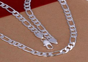 Mode Sterling Unisex 3 1Chain Chain Necklac Link Italië XMAS Fijne Topkwaliteit 925 Zilver 8MM 18inch Ketting voor Mannen Vrouwen N01828449244