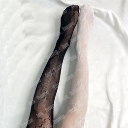 Mode kous vrouwen zijden kousen designer brief panty sexy netherstock vrouwelijke panty's g zwarte witte mesh sokken mode visnetten