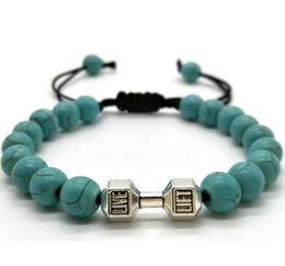 Fashion Strons Stone Natural 8 mm Harrail Tiger Eye Turquoise Black Onyx Braid Reiki Bouddha Bracelet Bracelet AH34