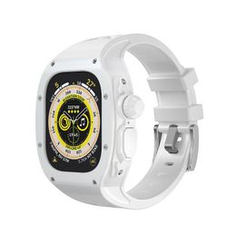 Correa de moda iwatch ultra2 para apple watch estuche transparente stap de aguja de silicona translúcida 49 mm