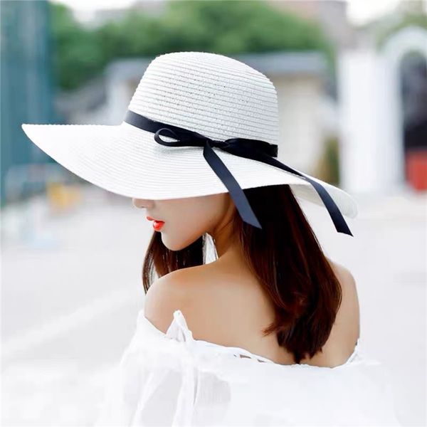 Chapeau de paille à la mode, chapeaux de soleil d'été élégants, casquette de rue large, casquettes de plage pour hommes et femmes