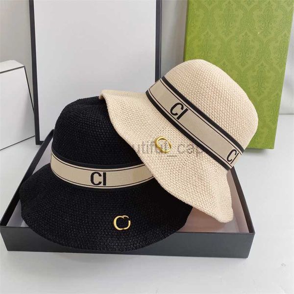 Mode Paille Sunhats Casquettes Designer Seau Chapeaux pour Hommes Femme Respirant Summer Resort Protection Solaire Glace Soie Chanvre Vague Chapeau B-M57834