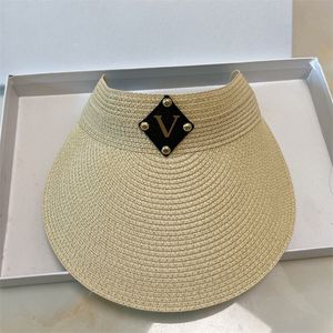 Fashion Straw Visors Heren Dames Luxurys Designers Emmer hoeden voor unisex zomer Casual Holiday Beach Sunshade verstelbare Sunhats