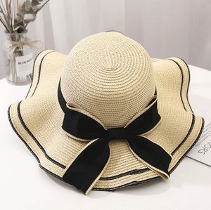 Chapeaux de paille à large bord pour femmes, chapeau ajusté de Luxe, tressé en or européen et américain, protection solaire ample, casquette plate