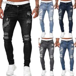 Modestraatstijl gescheurd Skinny Jeans Men Vintage Wash Solid Denim Trouser Mens Casual Slim Fit Pencil Denim Pants Hot Salelf20230824.