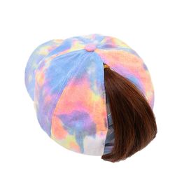 Mode straat tie dye vrouwen paardenstaart baseball cap meisjes snapback zomer hoed vrouwelijke hiphop hoeden casual instelbaar buiten