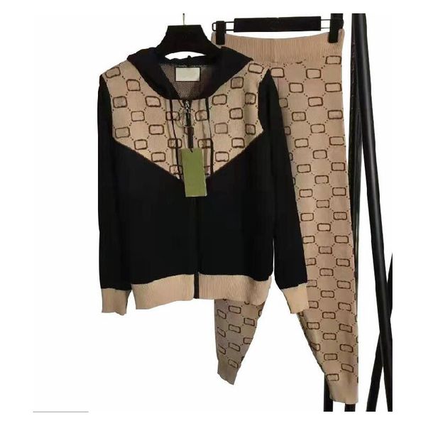 Mode Streetwear Luxe Femmes Survêtements Deux Pièces tenue Femmes Crop Top Avec Pantalon Ensemble Tenues Casual couleur unie Survêtements Designer automne hiver TAILLE S-XXL