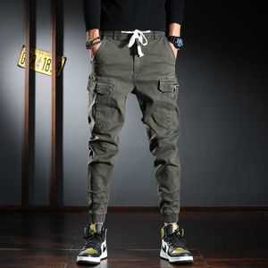 Fashion Streetwear Men Jeans Multi Pockets Casual Cargo Pantalons Hombre Haute Qualité Coréen Style Coréen Joggers Joggers large Pantalon de jambe