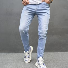 Mode Streetwear Mannen Eenvoudige Effen Stijl Skinny Lange Jeans Mannelijke Kwaliteit Casual Jogging Denim Broek Voor 240113