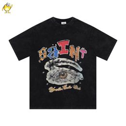 Mode Streetwear hommes femme été surdimensionné T-shirt coton col rond décontracté lavé noir manches courtes t-shirts