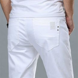 Mode Streetwear Soft White Denim Broek Mannen Baggy Jeans Slim Fit Broek Klassieke Bedrijfswerk Casual en Simple Homme 211111