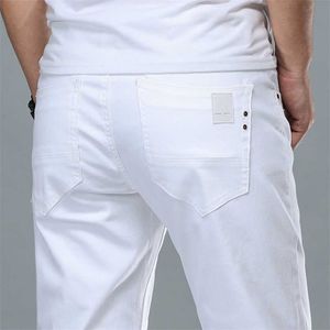 Mode Streetwear Soft White Denim Pantalons Hommes Baggy Jeans Slim Fit Pantalon Classique Travail d'affaires Casual et simple Homme 211108