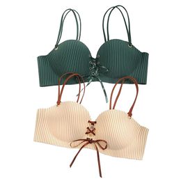 Fashion Stripe Sexy Bras Bandage Push Up Lingerie Women Bra confortable sans fil Ajusté Bralette Girl Underwear Intimates 240326