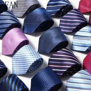 Corbata a cuadros a rayas para hombre, corbata clásica roja, azul y gris, corbata de seda de 8cm para ocio, negocios y boda