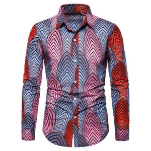 Camisa social a rayas de moda Hombres 2022 Nuevo vestido de estampado étnico africano Camisa para hombre Slim Fit Camisas de manga larga Chemise Homme L220704