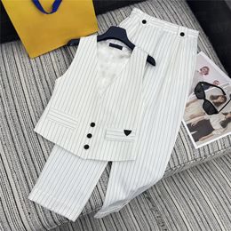 Mode gestreepte pak Pant Pant Women Designer kleding Jacquard Letter Lining Vest Jacket Hoge kwaliteit broek Tank Coat Casual Pak