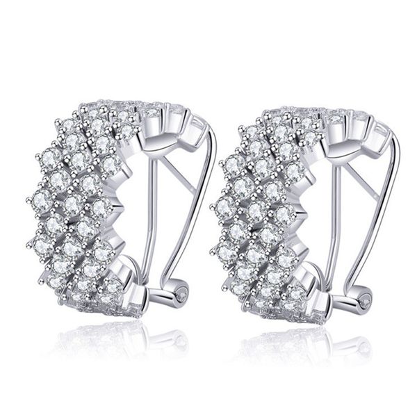 Mode Stud boucle d'oreille bijoux AAA cubique zircone charme boucles d'oreilles de créateur cuivre mariée mariage blanc complet CZ luxe argent rose or boucles d'oreilles sud-américain pour les femmes