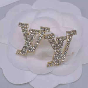 Mode stud oorbel vrouw ontwerper Luxe oorbellen letters sieraden vrouwen Goud Zilver 18k diamant Valentijn Huwelijksgeschenken Groothandel Multi