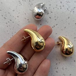 Pendientes de botón de moda Stud Stud Chic Exagerar Pendientes colgantes de gota de agua grandes para mujeres Dupes Chunky Teardrop Acero inoxidable Chapado en oro Joyería de oreja llamativa