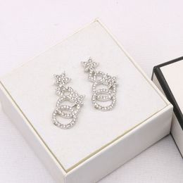 Mode boucles d'oreilles femme luxe designer diamant boucle d'oreille lettres chics bijoux femmes 18k plaqué cristal strass Valentine cadeaux de mariage en gros 2022