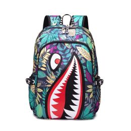 Student Book Bookbag Designer Men Women Femmes Sac à dos grande capacité Imprimé Graffiti Leather Travel