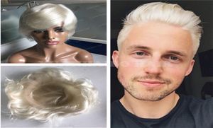 Mode Stijl 6 inch Platina Blonde 60 Maagdelijke Braziliaanse Haar Steil Heren Toupet Haar Vervanging 8064265