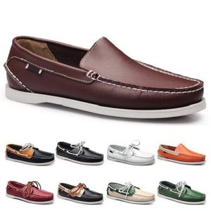 style de la mode 72 Chaussures de course pour hommes en cuir style britannique noir blanc marron vert jaune rouge extérieur confortable chaussure de sport respirante