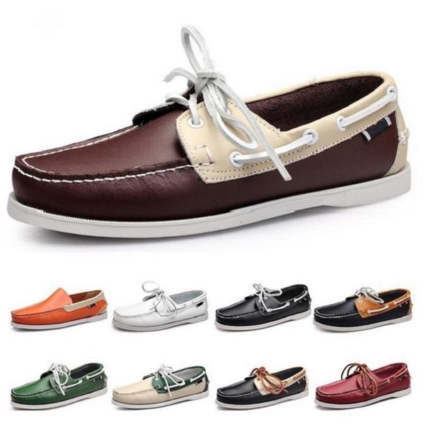 style de la mode 94 Chaussures de course pour hommes en cuir style britannique noir blanc marron vert jaune rouge extérieur confortable chaussure de sport respirante