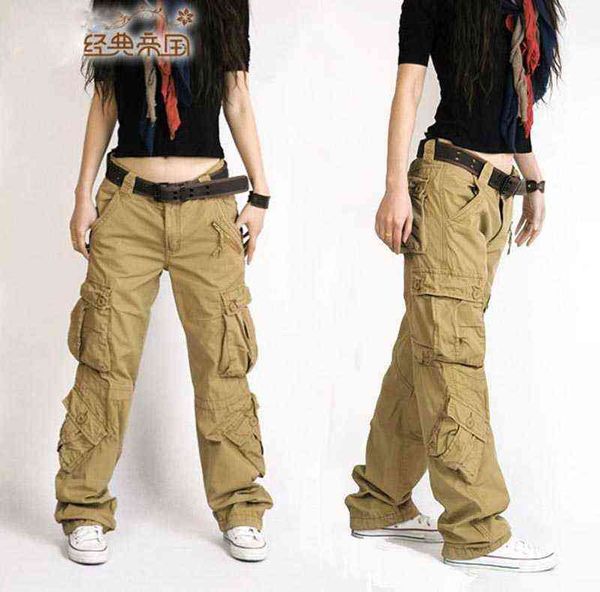 Style mode d'automne-été hip hop pantalon lâche jeans cargo baggy pour femmes filles 211124