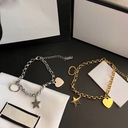 Mode stijl armbanden vrouwen armband polsband manchet ketting ontwerper brief sieraden ster hart 18k goud vergulde roestvrijstalen bruiloftsfeestliefhebbers cadeauarmband