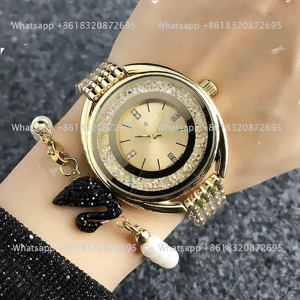 Montres-bracelets à Quartz de marque de Style de mode femmes fille diamant avec Logo de luxe montre en acier en métal SW03