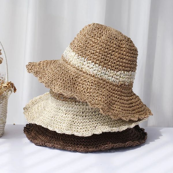 Chapeaux de seau de style mode Chapeau de crochet solable pliable pour les voyages à la plage et les vacances HABLEAU POUTAGE HAUTS 240425