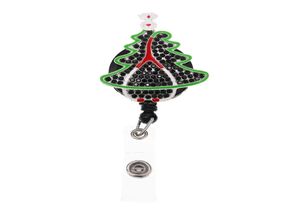Porte-clés de style de mode Stéthoscope d'arbre de Noël Porte-ID rétractable en strass pour accessoires de nom d'infirmière Bobine d'insigne avec All4449188