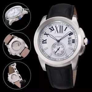 Fashion Style Mans montres montre mécanique automatique pour hommes White Face Leather Strap CA16248u