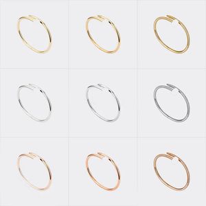 Diseñador de joyería de pulsera de uñas estilo de moda para femenino pulsera de diseño titanio acero chapado en oro nunca más desvanecido, oro, plata, oro rosa;