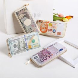 Mode stijl pu lederen mannen portemonnee draagbare afdrukken portemonnee lange stijl dames dollars dollars patroon creatieve portefeuilles en 231a