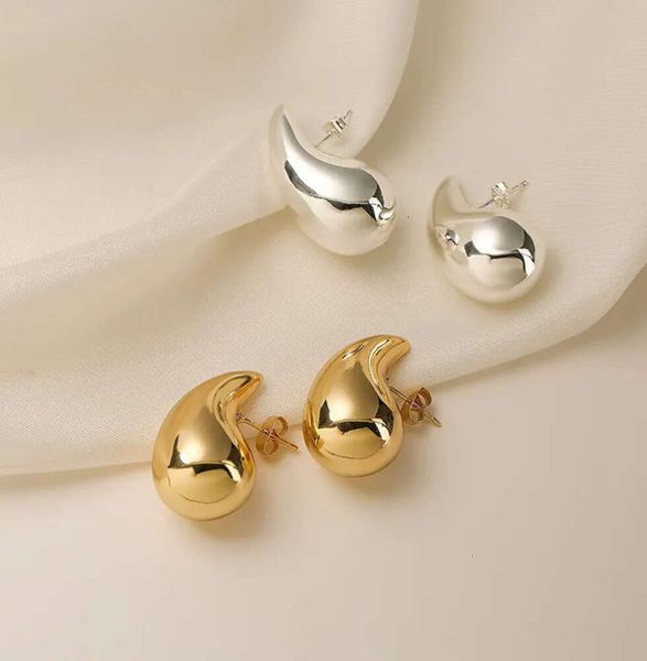 Pendientes de gota de agua con forma de lágrima Bottega chapados en oro de 18 quilates hipoalergénicos de acero inoxidable huecos de estilo moderno para mujer Girl01321